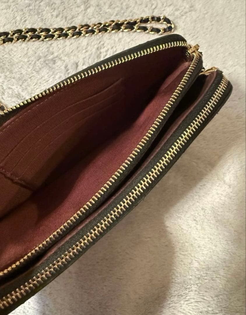 CHANEL シャネル ラムスキン マトラッセ チェーン　ウォレット ブラック