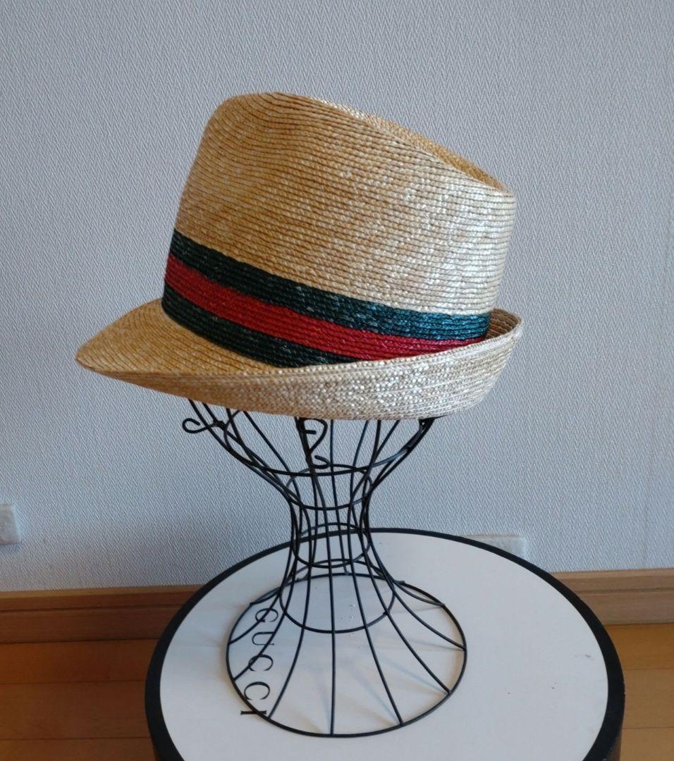 【美品】グッチ　ストローハット　中折れハット　箱付