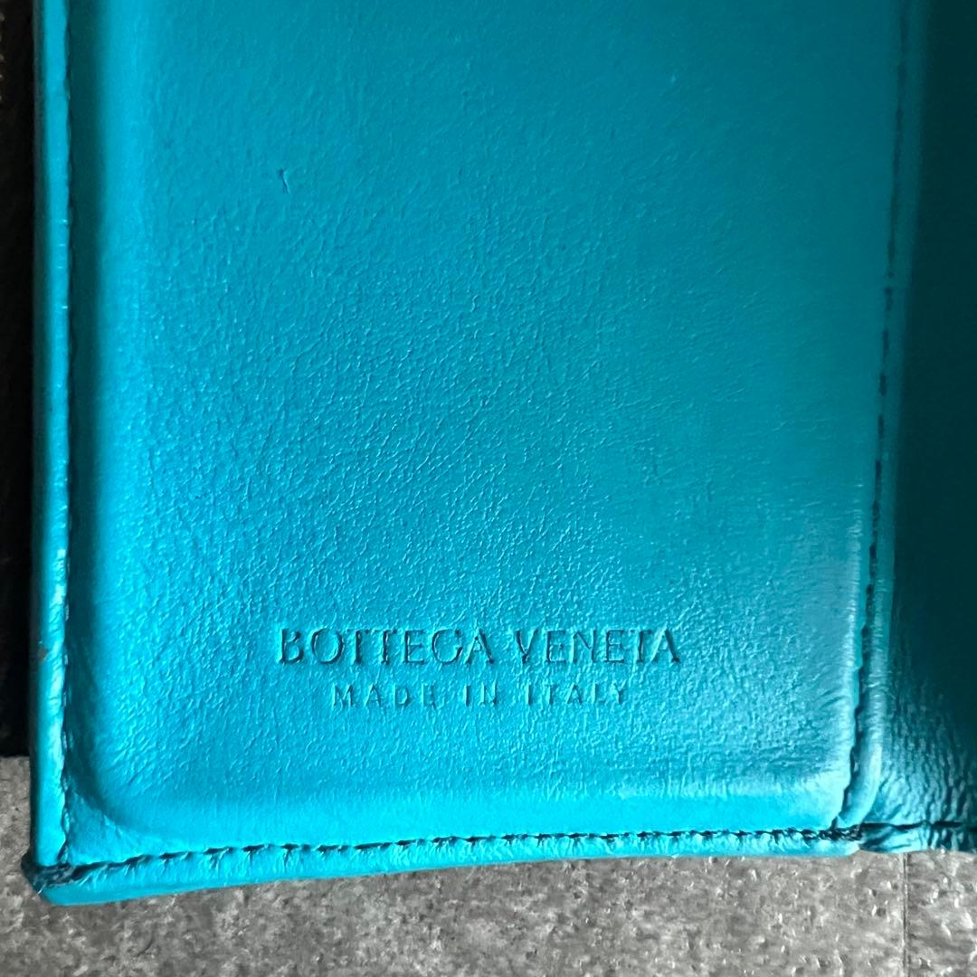 ⭐️ボッテガヴェネタ⭐️カセット 三つ折りファスナーウォレット ブラック×ブルー