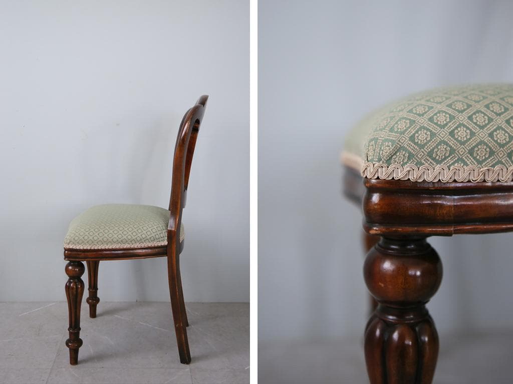 英国アンティーク木製バルーンバックダイニングチェア/サロンイス(90-121-1