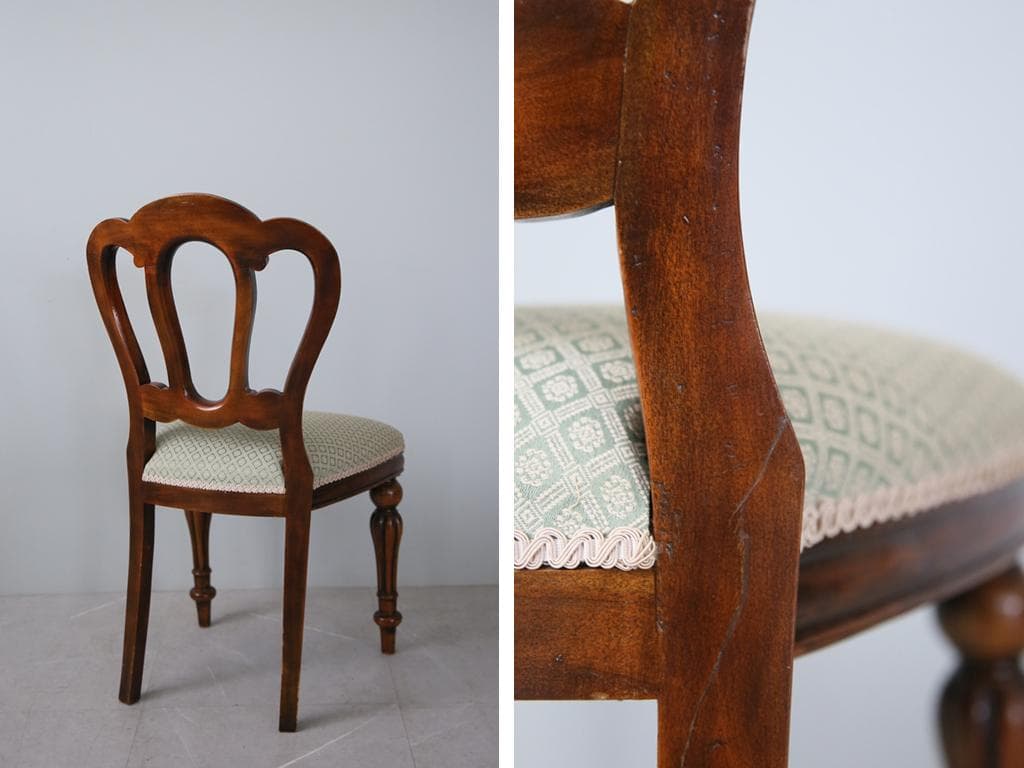 英国アンティーク木製バルーンバックダイニングチェア/サロンイス(90-121-1