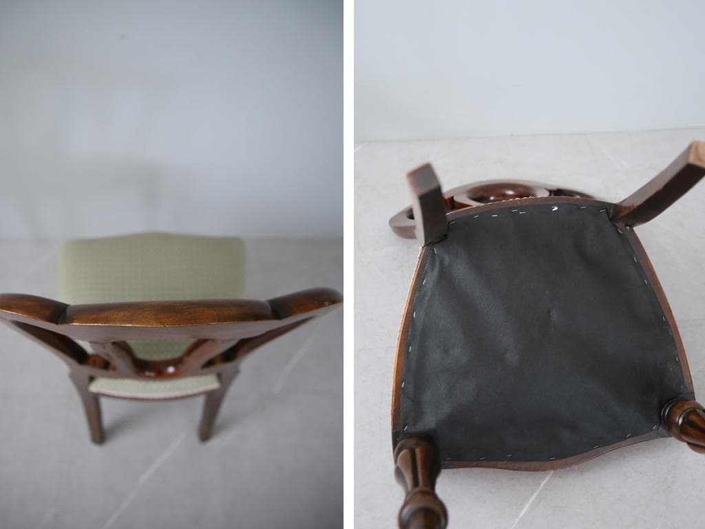 英国アンティーク木製バルーンバックダイニングチェア/サロンイス(90-121-1