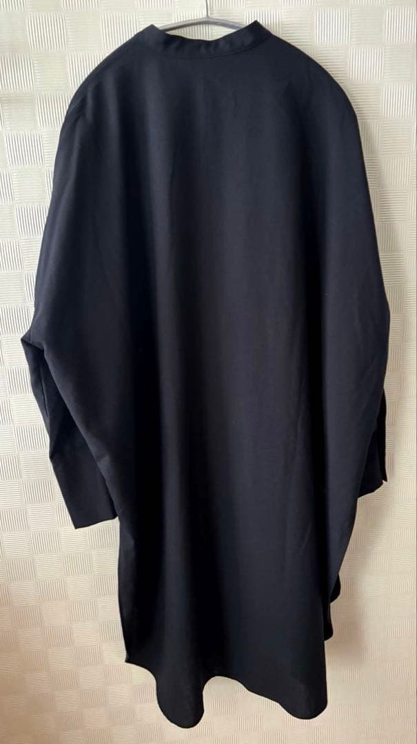 ミズイロインド　バンドカラーウール混ワンピース　ネイビー　美品　再お値下げ