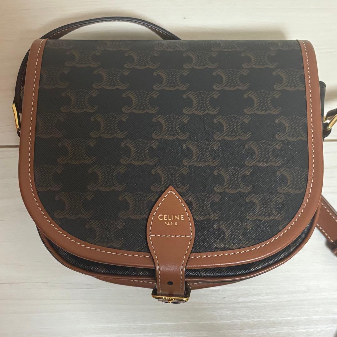 ゆ*読様 CELINE ミディアム フォルコバッグ トリオンフキャンバス＆カーフ