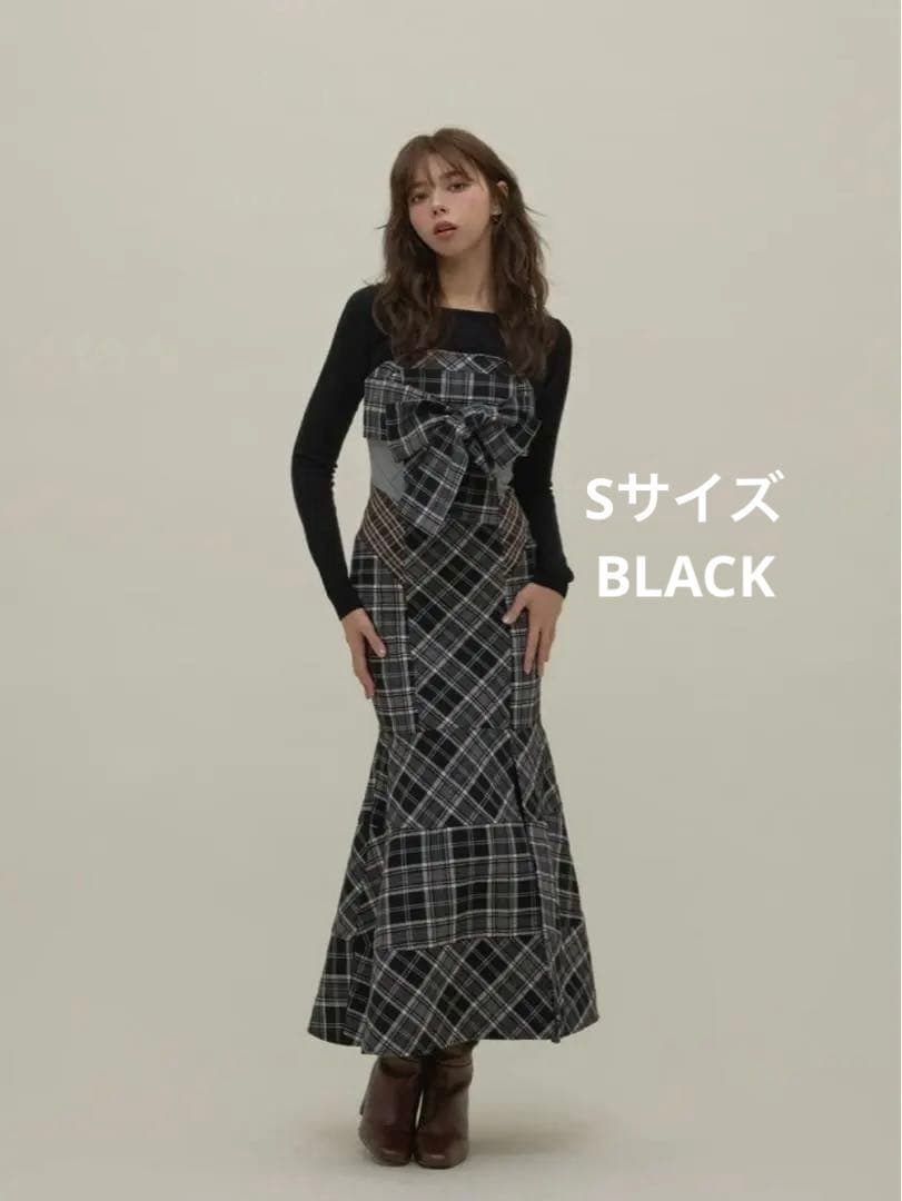 andmary Juni check dress black Sサイズ