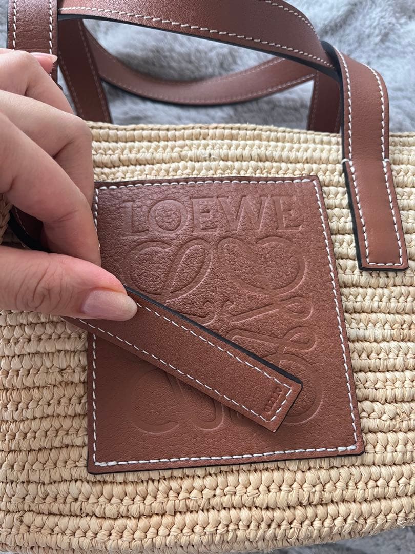 ロエベ　ぞう　カゴバッグ 美品　ラフィア