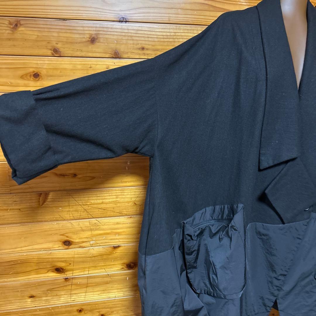 萌　オーバーサイズ　ゆったり異素材 コクーン コート 個性的　黒