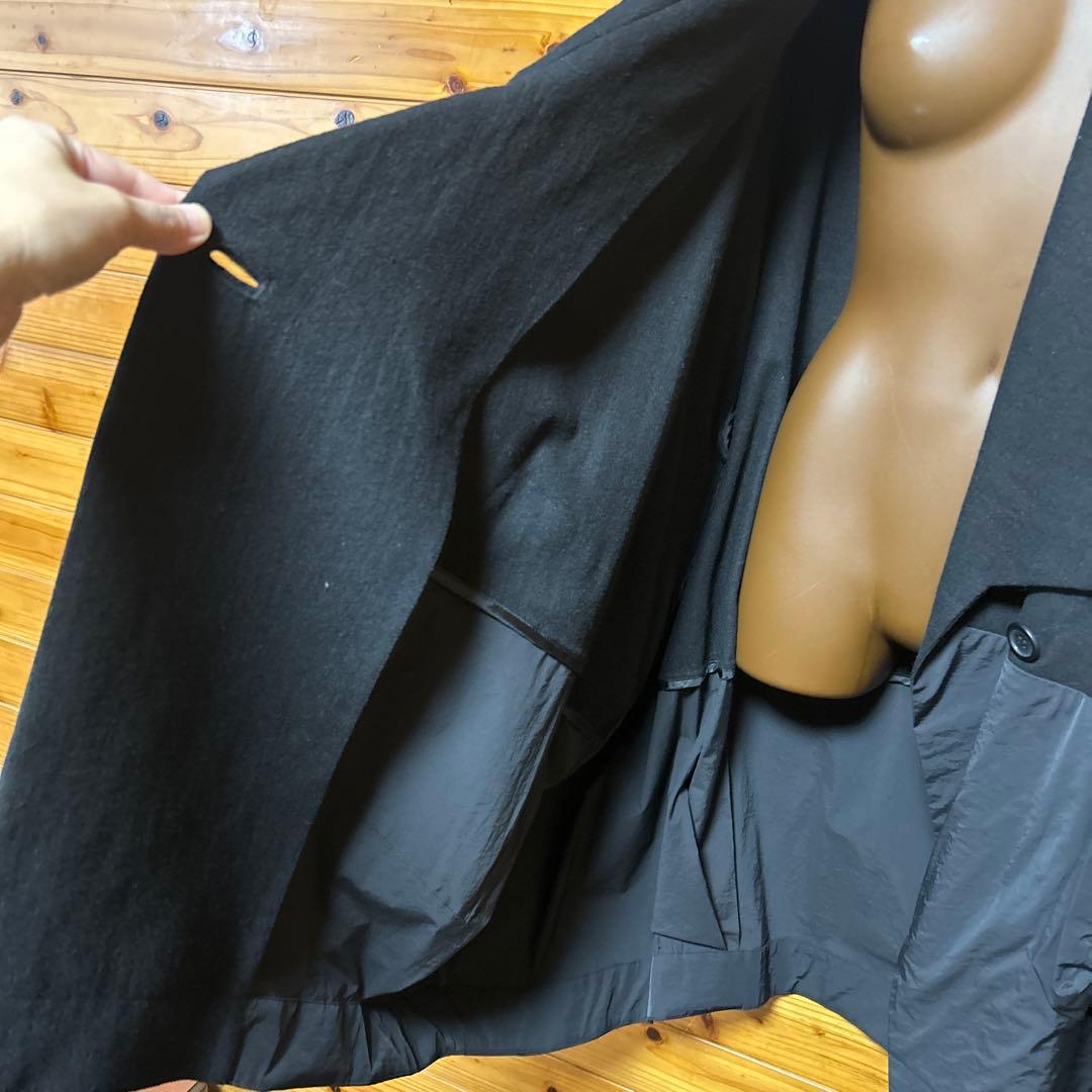 萌　オーバーサイズ　ゆったり異素材 コクーン コート 個性的　黒