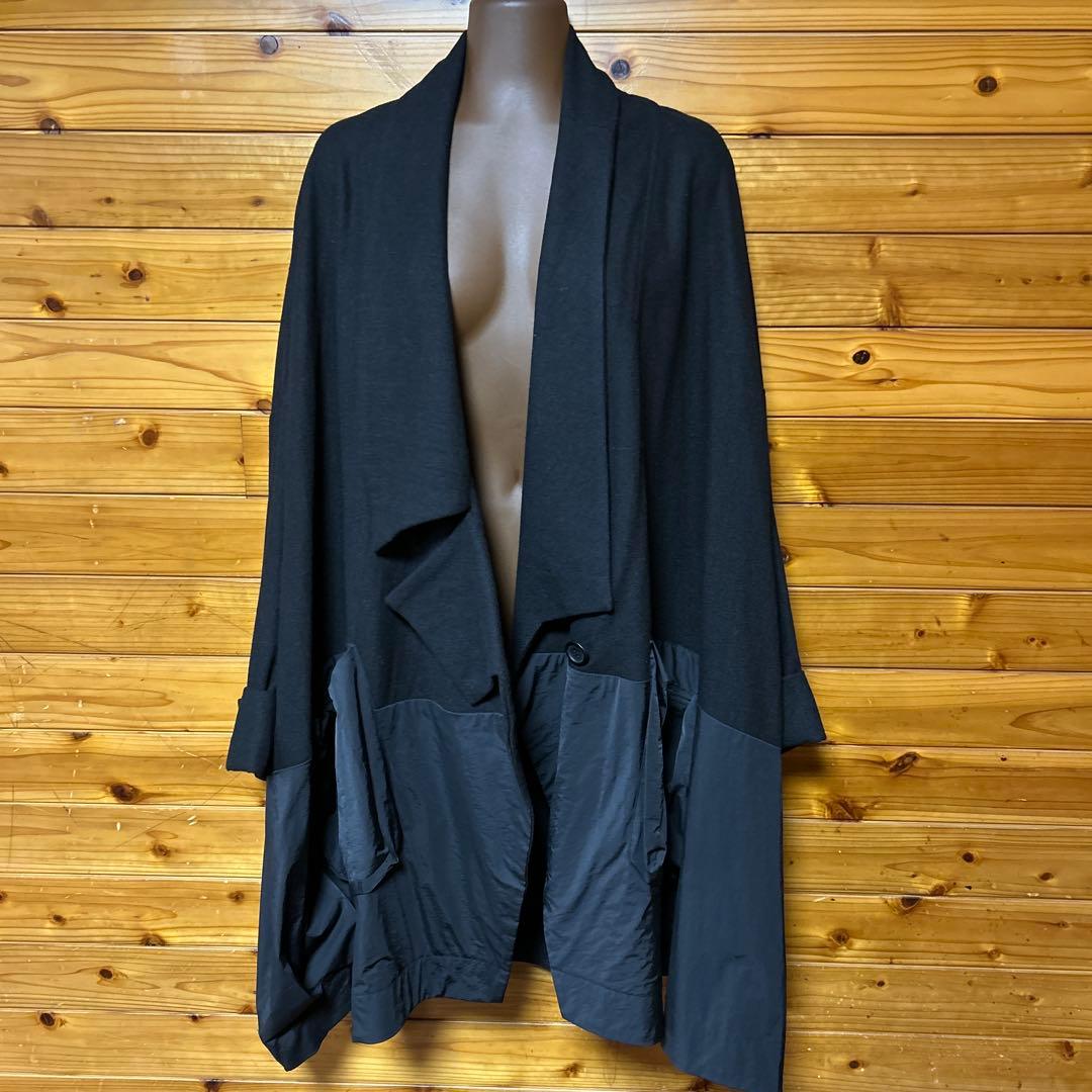 萌　オーバーサイズ　ゆったり異素材 コクーン コート 個性的　黒