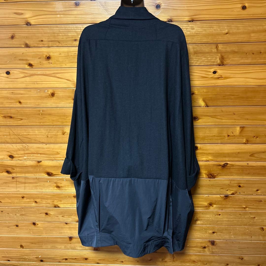 萌　オーバーサイズ　ゆったり異素材 コクーン コート 個性的　黒