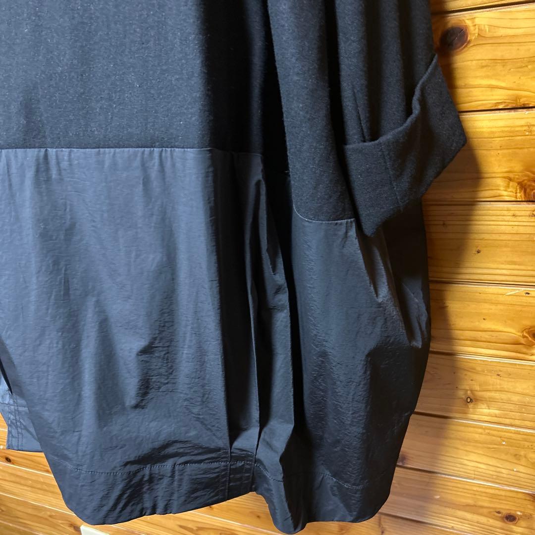 萌　オーバーサイズ　ゆったり異素材 コクーン コート 個性的　黒