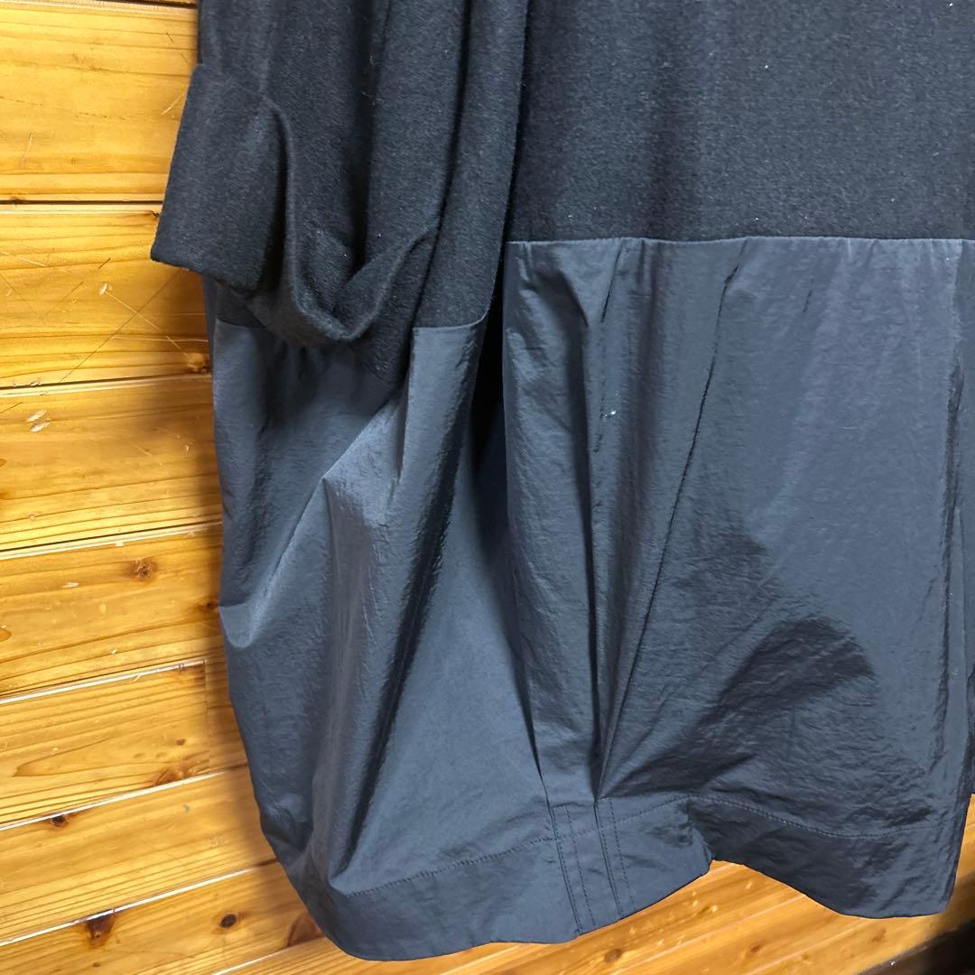 萌　オーバーサイズ　ゆったり異素材 コクーン コート 個性的　黒