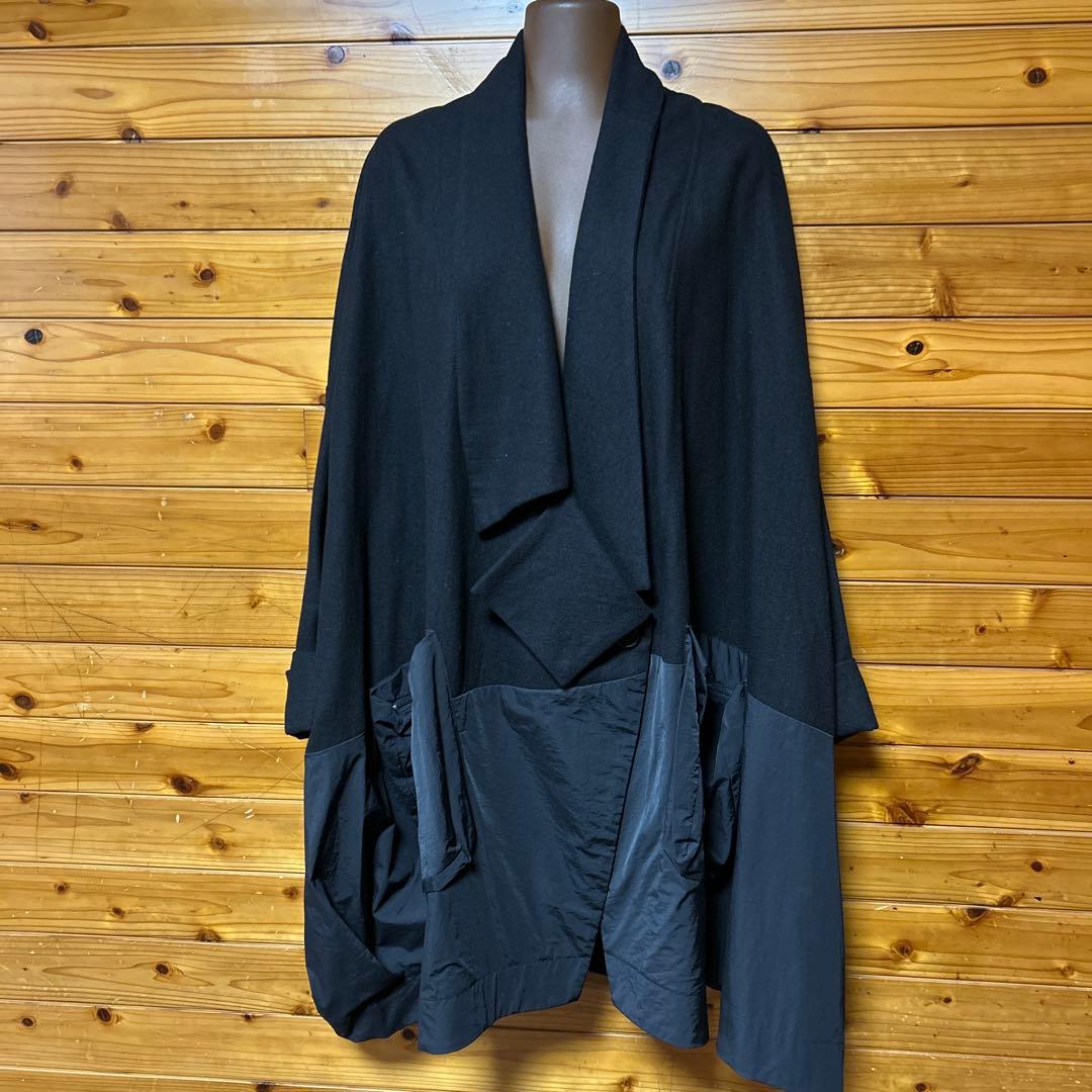 萌　オーバーサイズ　ゆったり異素材 コクーン コート 個性的　黒