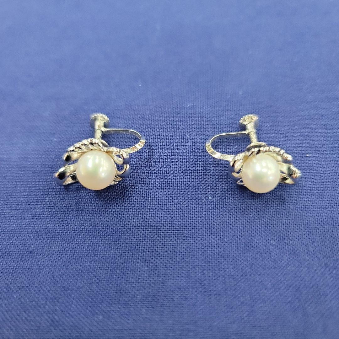 グレー系パールネックレスとイヤリングセット