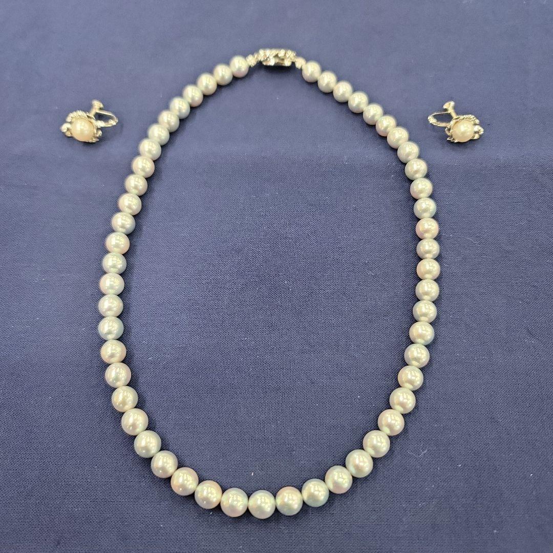 グレー系パールネックレスとイヤリングセット