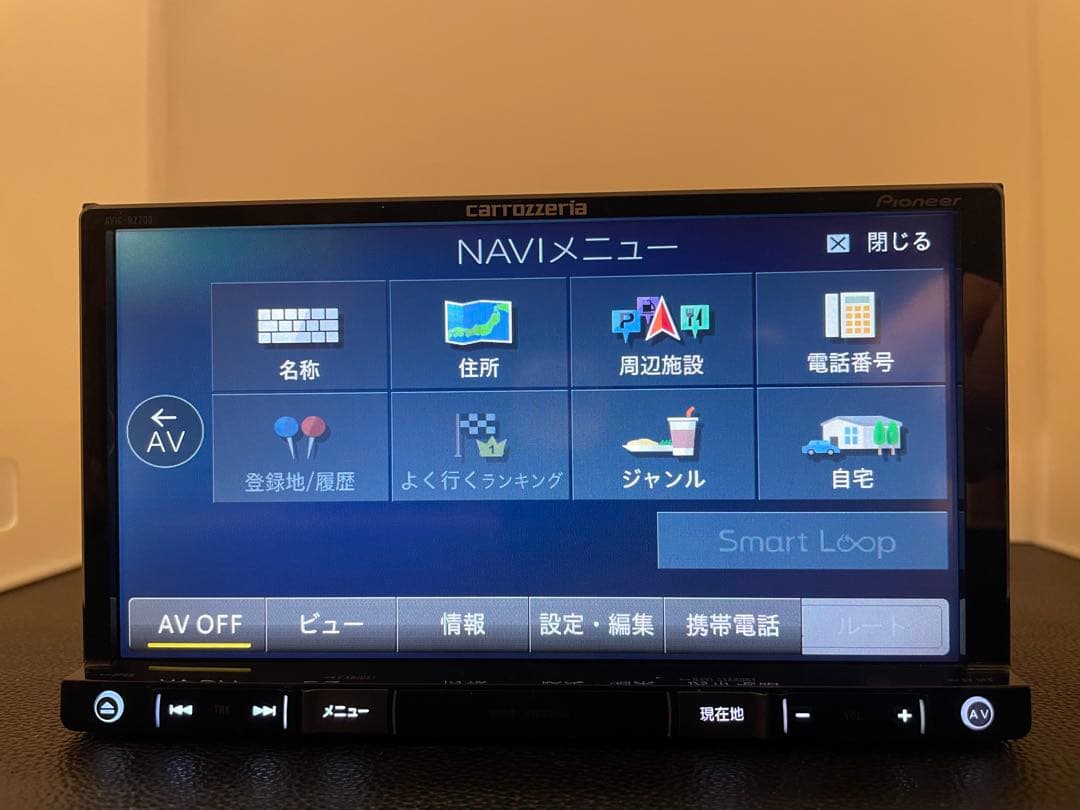 最新地図楽ナビAVIC-RZ700中古180mm7Ｖ型フルセグTV 最新オービス