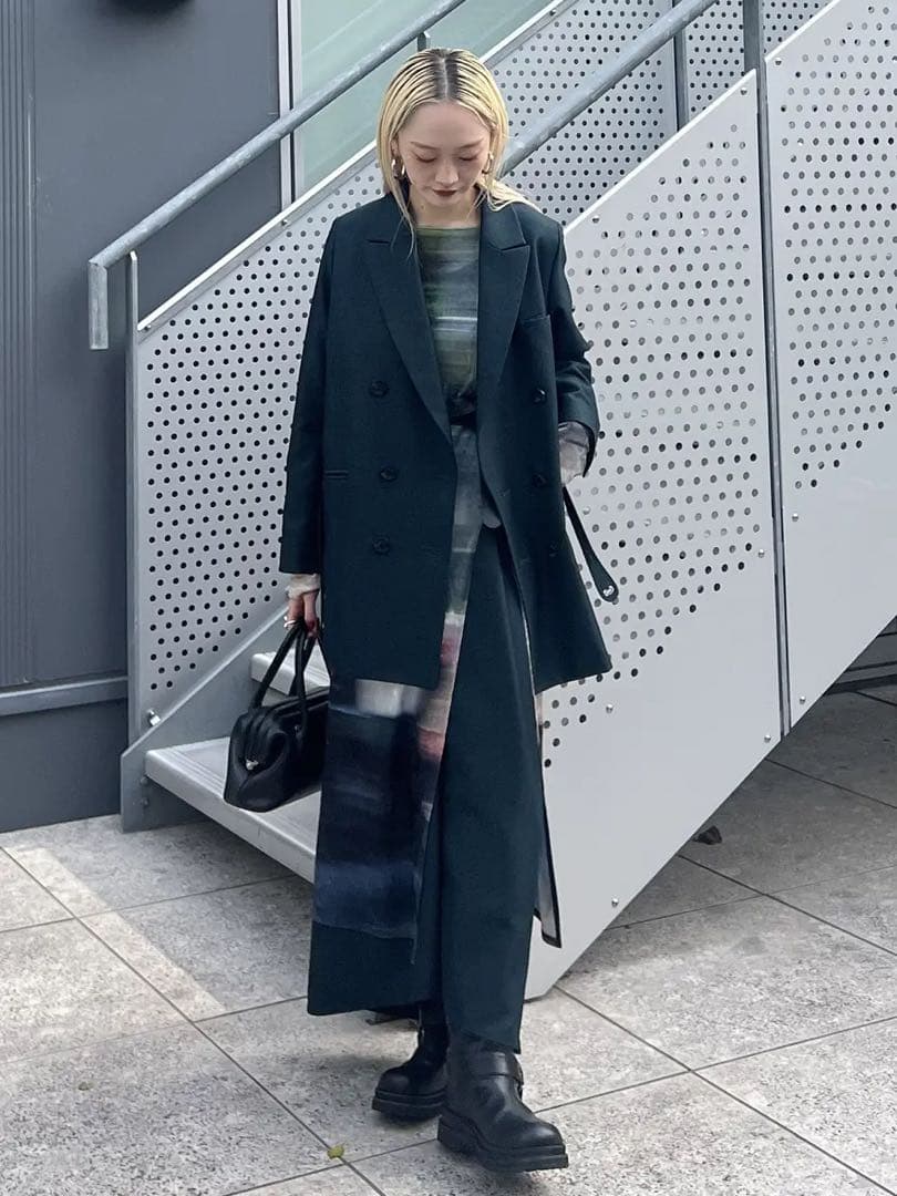 UND LANDSCAPE PRINT LONG TOP グリーン