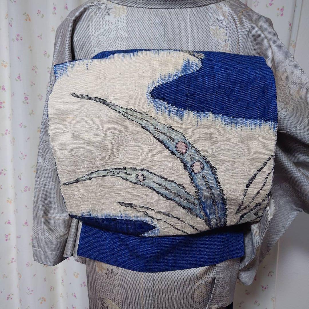 フ　正絹　大島紬　小紋　フルセット　白紬　カジュアル　【ミト】