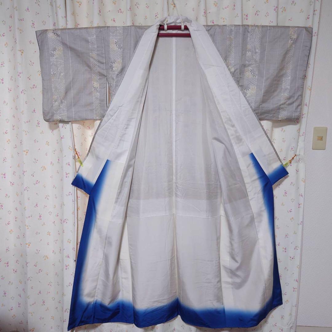 フ　正絹　大島紬　小紋　フルセット　白紬　カジュアル　【ミト】