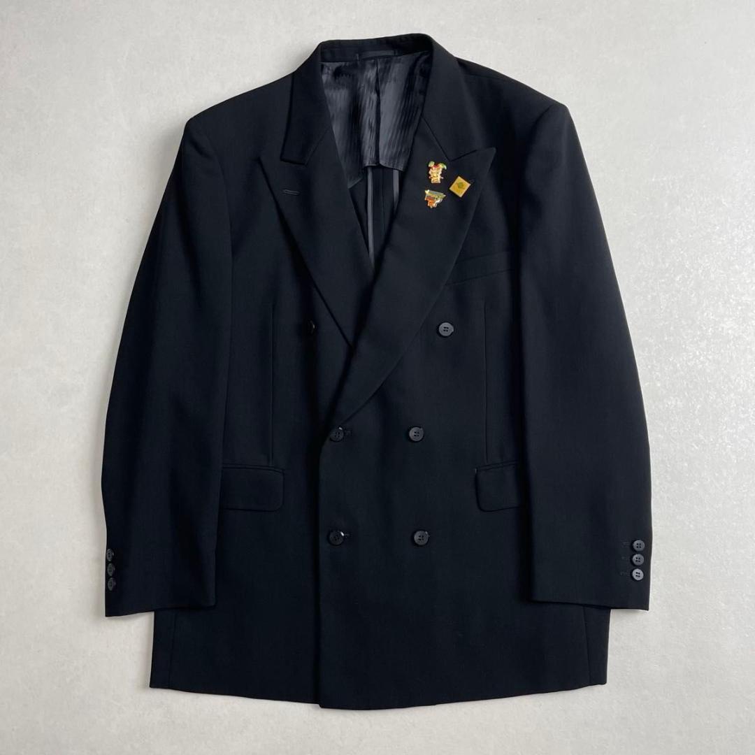 美品 90s セットアップ ブラック ダブルスーツ アジャスター付き BE7