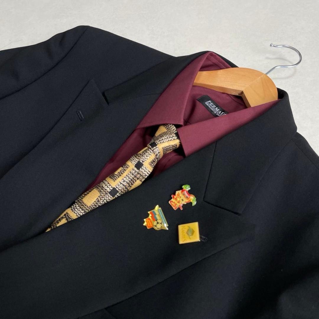 美品 90s セットアップ ブラック ダブルスーツ アジャスター付き BE7