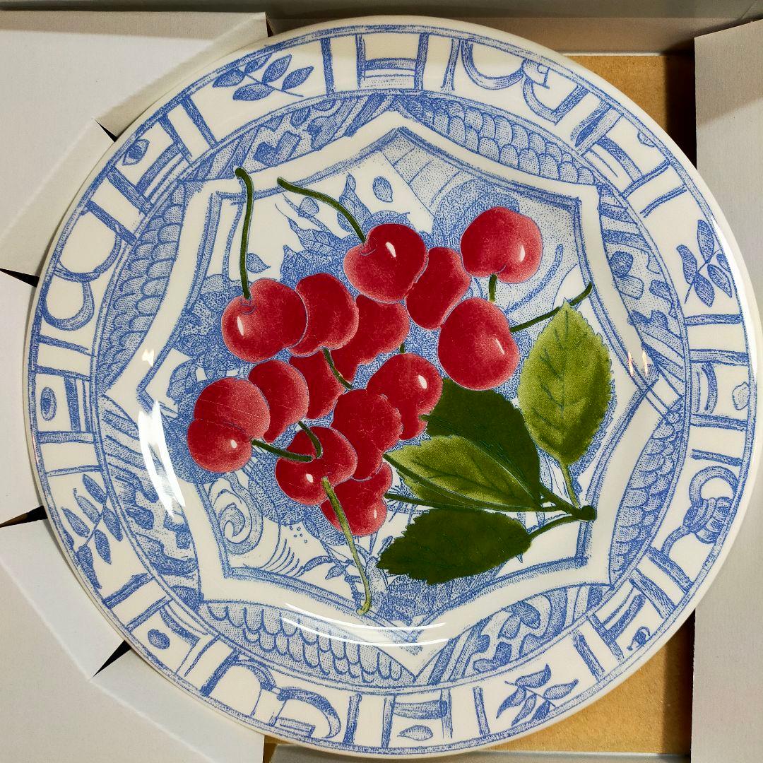 ジアン オワゾブルー フルーツ チェリー 22cmプレート4枚セット No.1