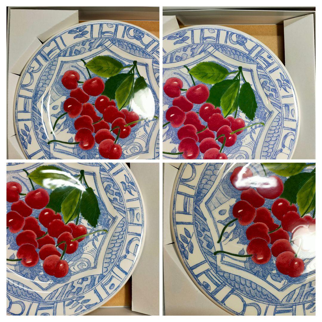 ジアン オワゾブルー フルーツ チェリー 22cmプレート4枚セット No.1