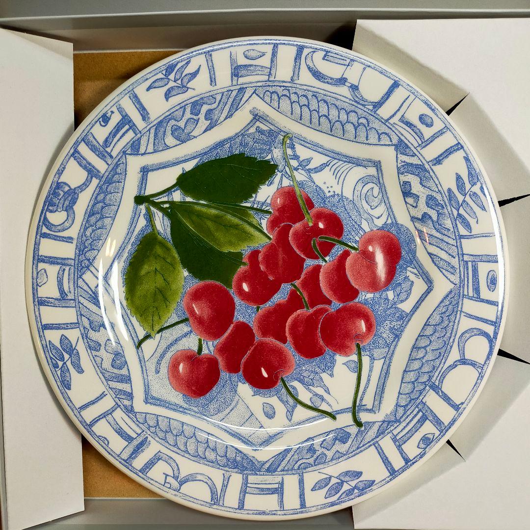 ジアン オワゾブルー フルーツ チェリー 22cmプレート4枚セット No.1
