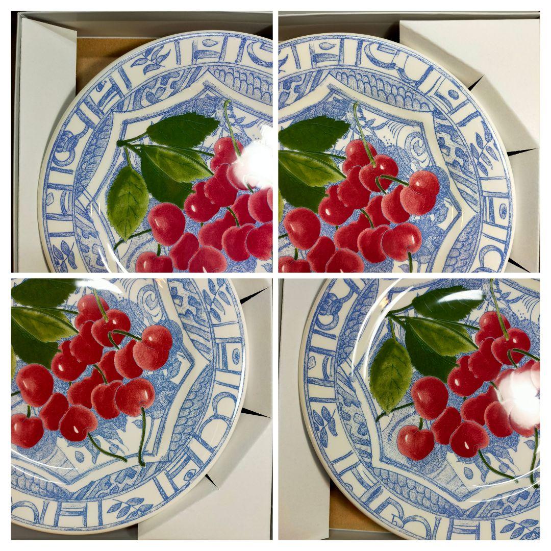 ジアン オワゾブルー フルーツ チェリー 22cmプレート4枚セット No.1