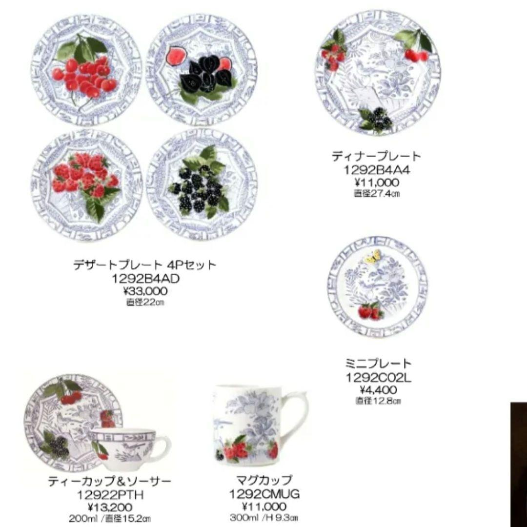 ジアン オワゾブルー フルーツ チェリー 22cmプレート4枚セット No.1