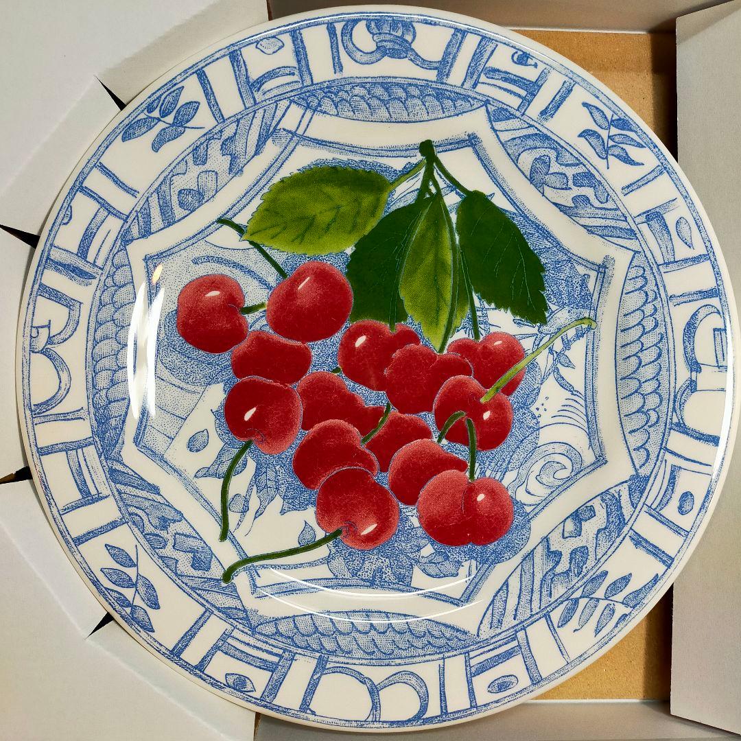 ジアン オワゾブルー フルーツ チェリー 22cmプレート4枚セット No.1