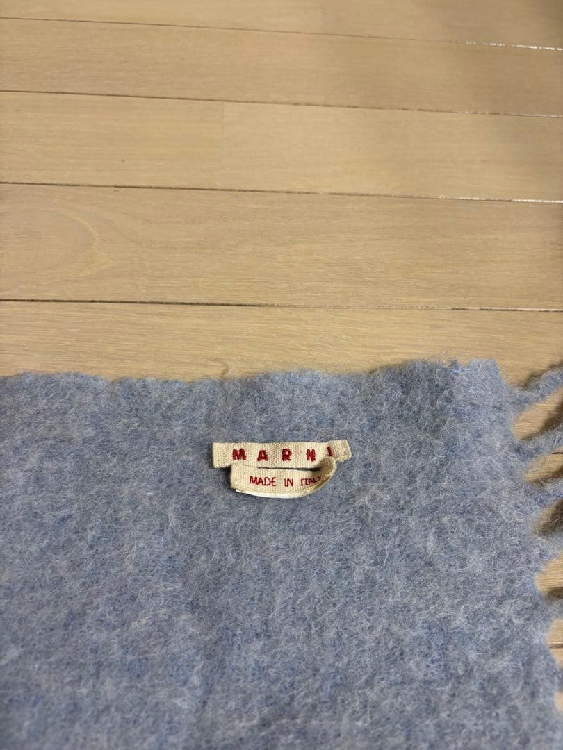MARNI ライトブルー マフラー フリンジ付き