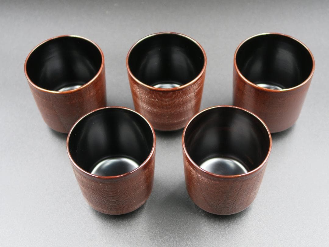 【極美品】輪島塗 千筋箸洗 小吸物椀 座創軒漆正造 五客揃 天然木 共箱