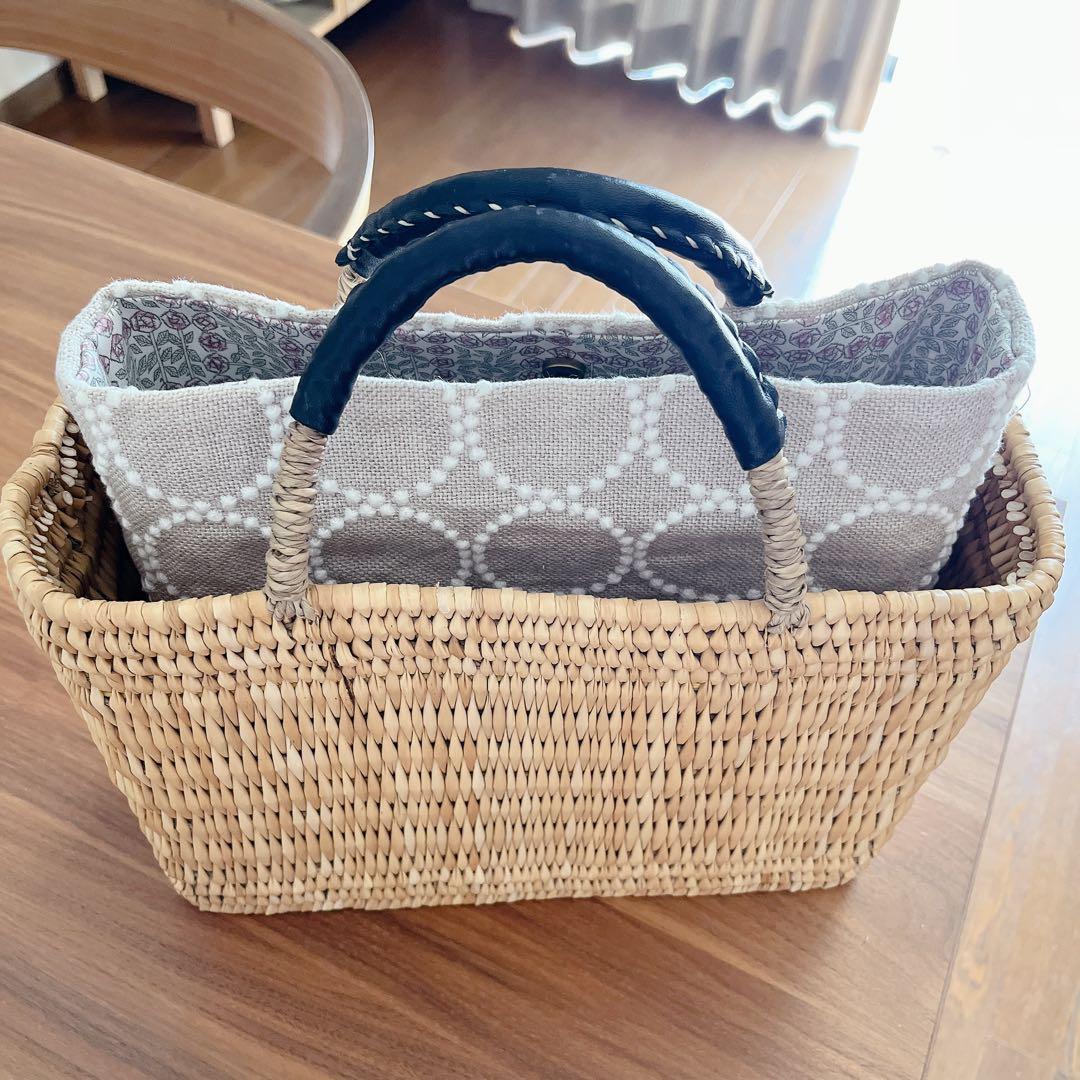 ワランワヤン　カゴバッグ　ミナペルホネンタンバリン　バッグインバッグ