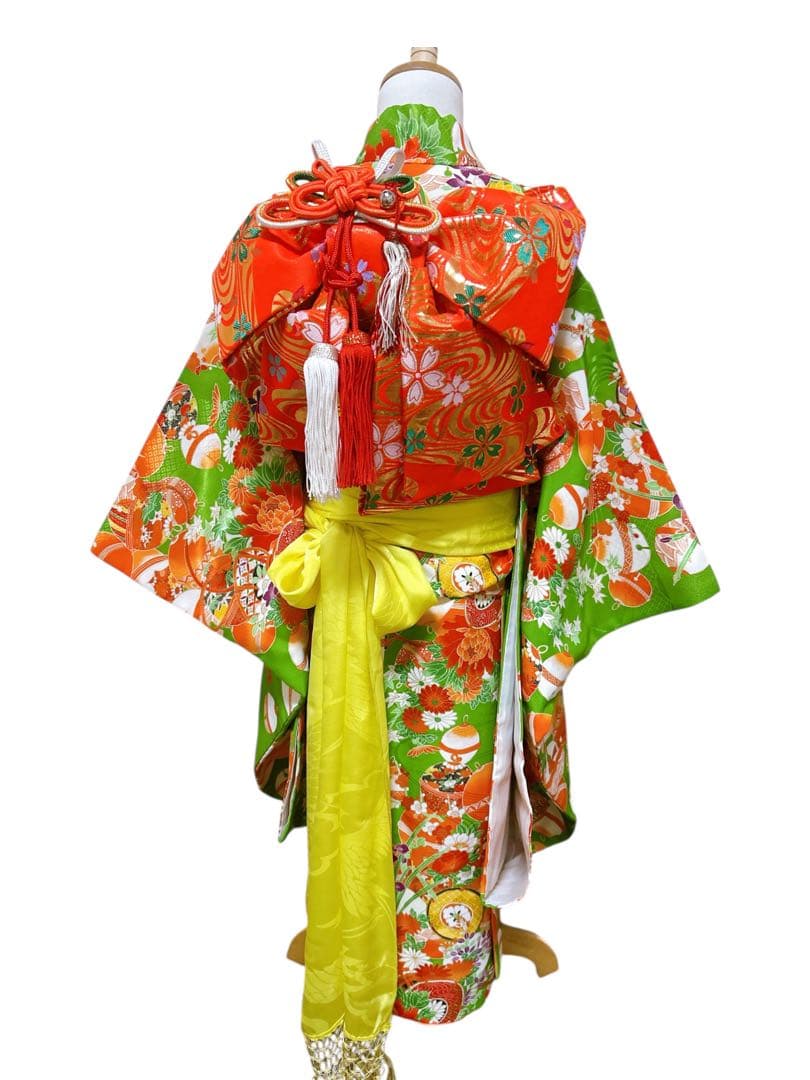 レトロ柄♡七五三　7歳　女の子　フルセット　一式　緑系