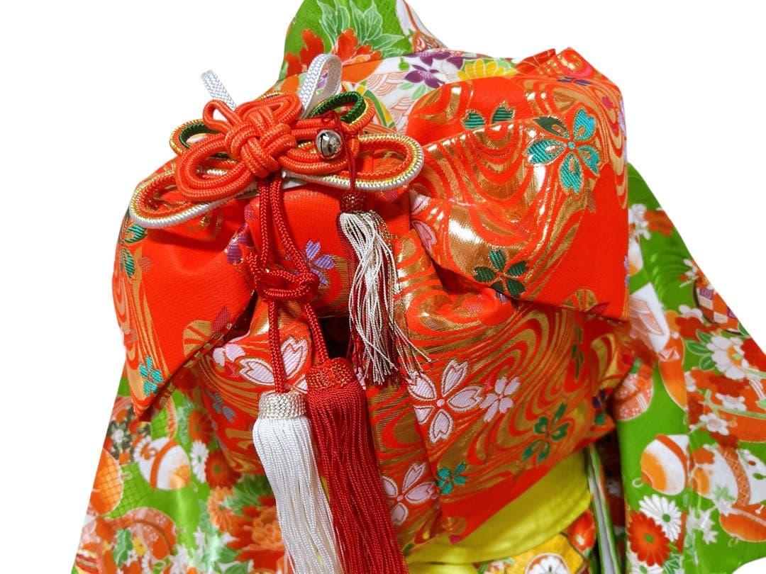 レトロ柄♡七五三　7歳　女の子　フルセット　一式　緑系