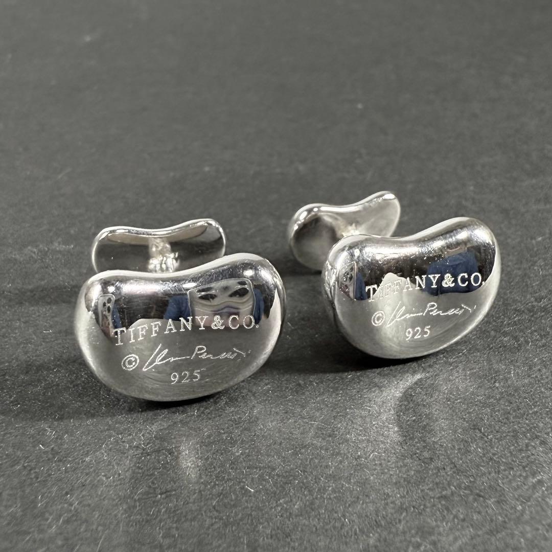 良品 ティファニー カフス ビーン 豆 シルバー925 カフリンクス ボタン 箱