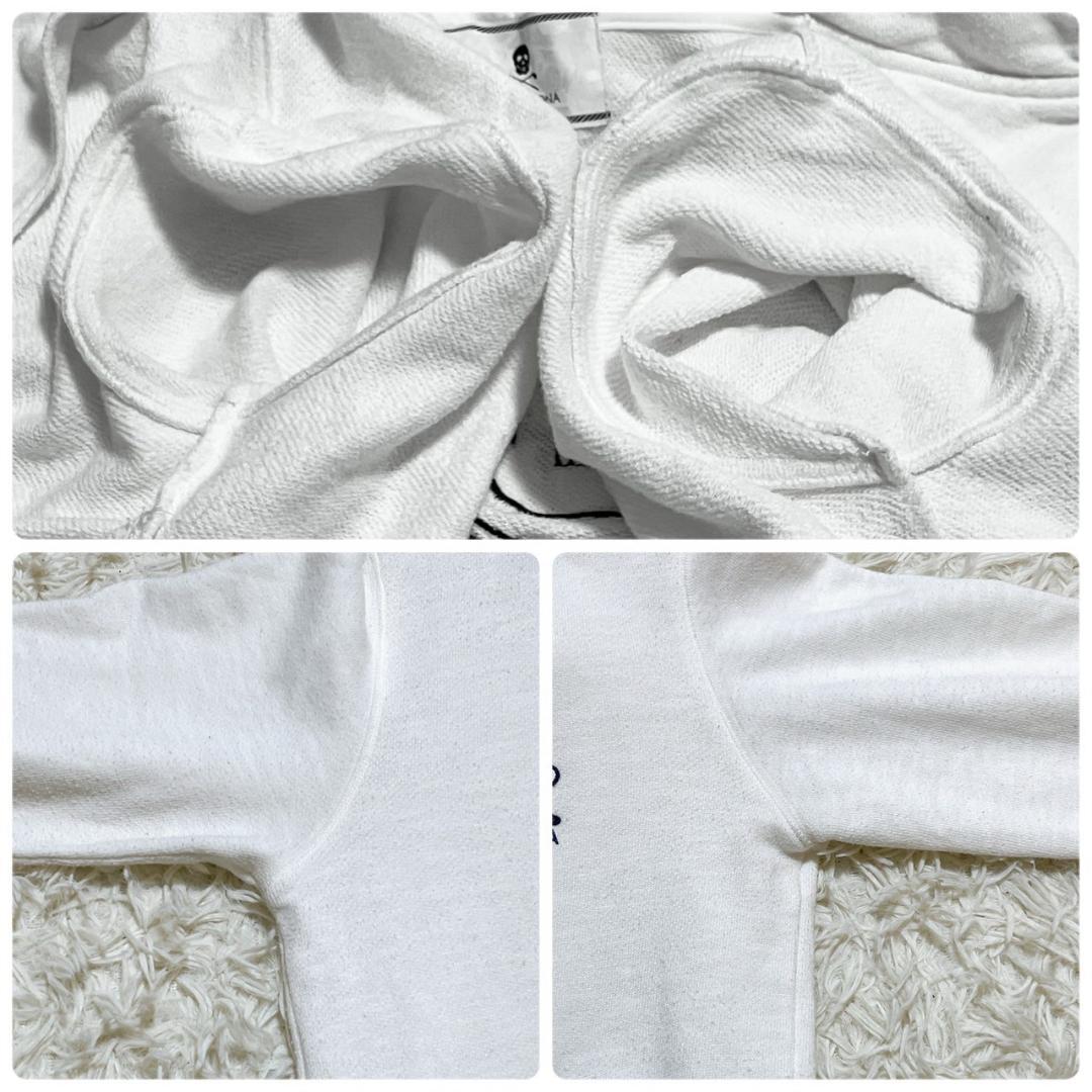 現行 MARK & LONA ホワイトパーカー フーディー S ドクロ