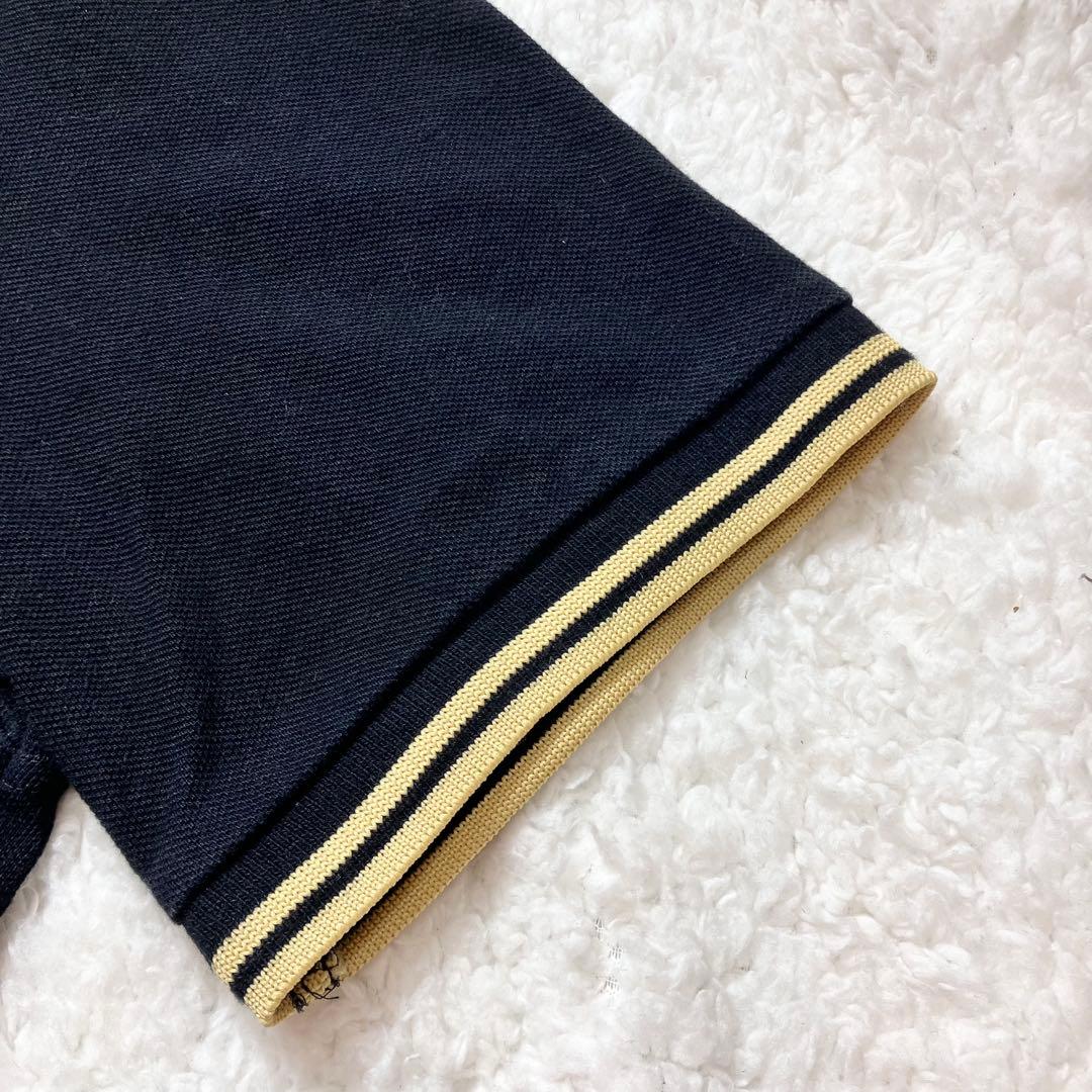 フレッドペリーM12 英国製 ポロシャツ 44 黒✖︎ゴールド イングランド製