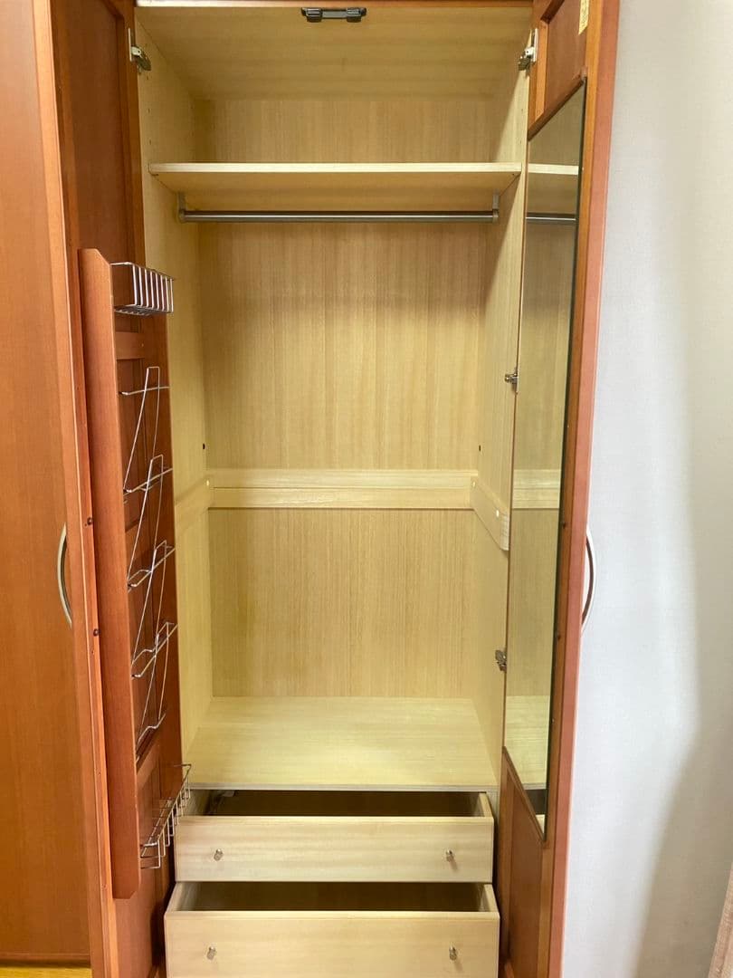 洋服タンス ミラー付き 天然木　洋タンス　箪笥　引き出し付き