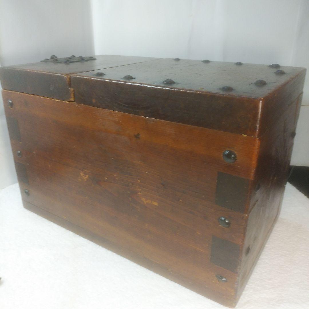 木製金庫　鍵付　時代箪笥　古民具　銭函　銭箱　千両箱　愛媛　船箪笥　明治十九年