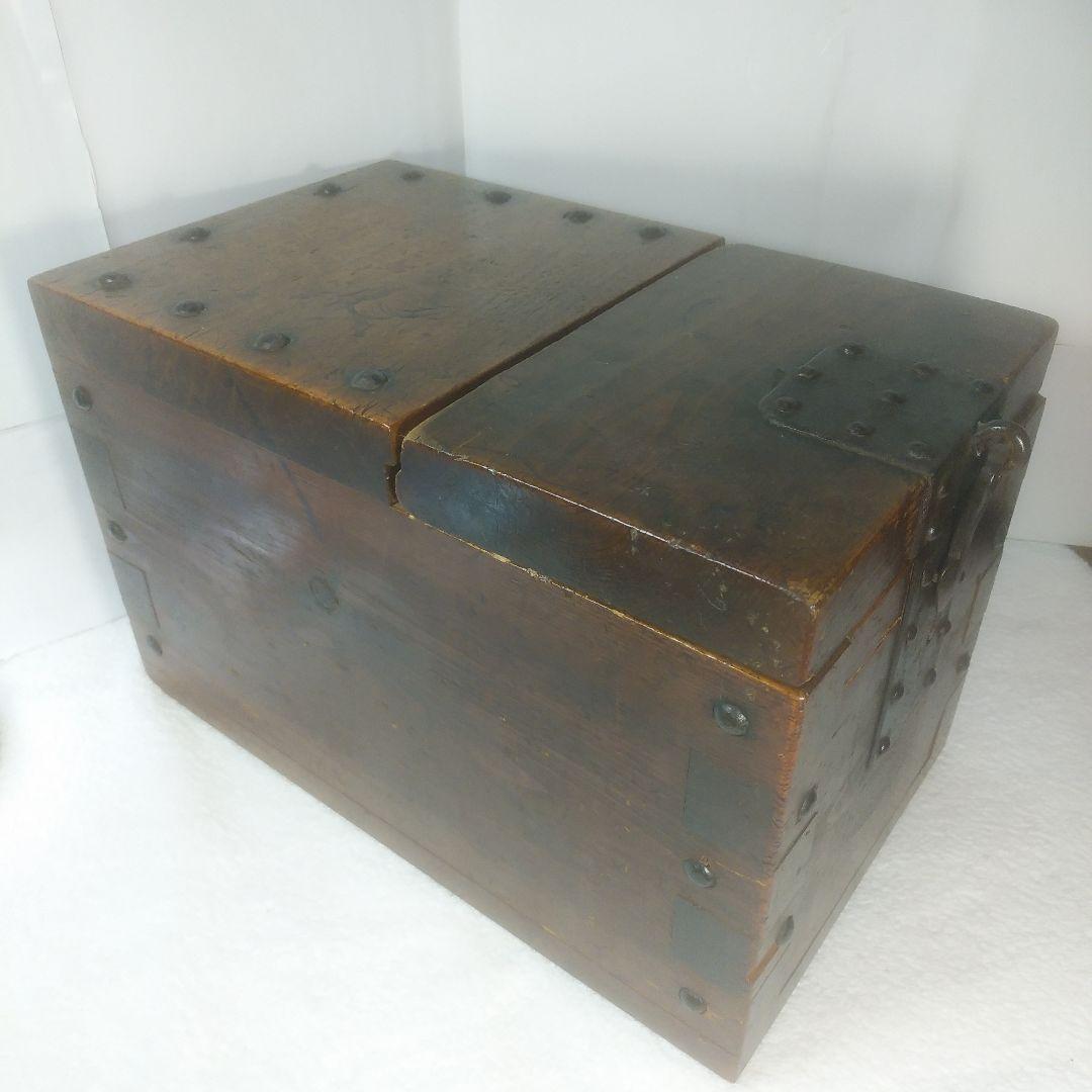 木製金庫　鍵付　時代箪笥　古民具　銭函　銭箱　千両箱　愛媛　船箪笥　明治十九年