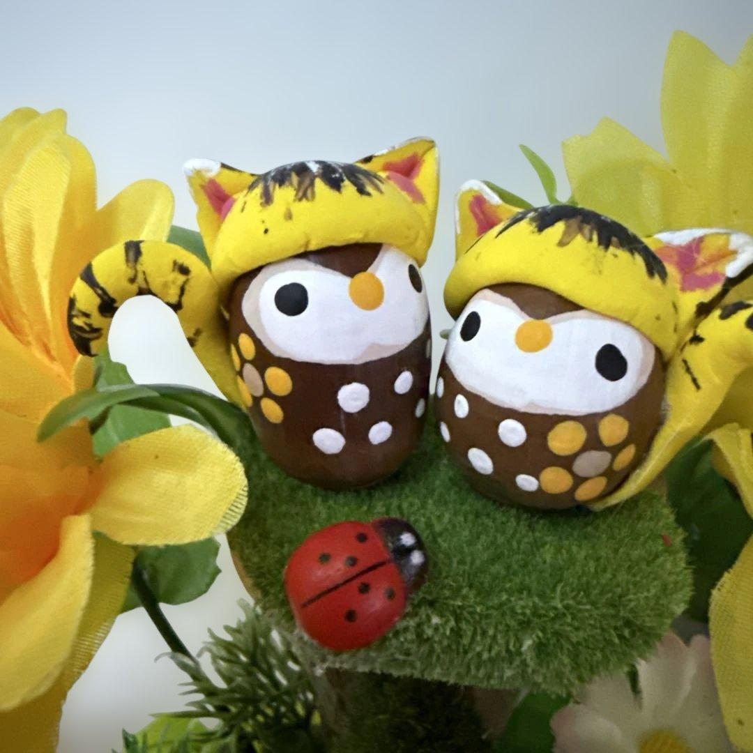 どんぐりアート♡猫帽子ひまわりBIGオブジェ♡