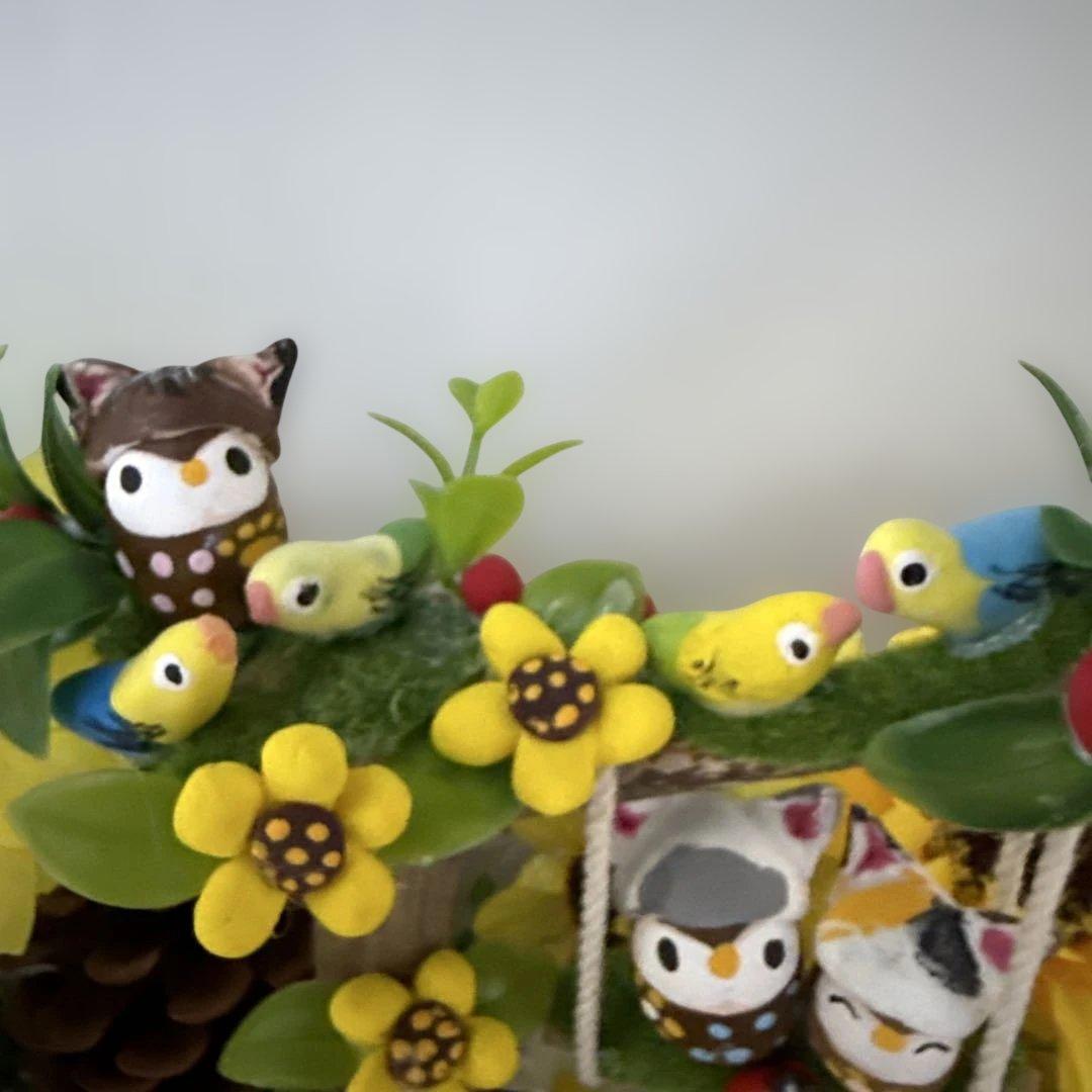 どんぐりアート♡猫帽子ひまわりBIGオブジェ♡