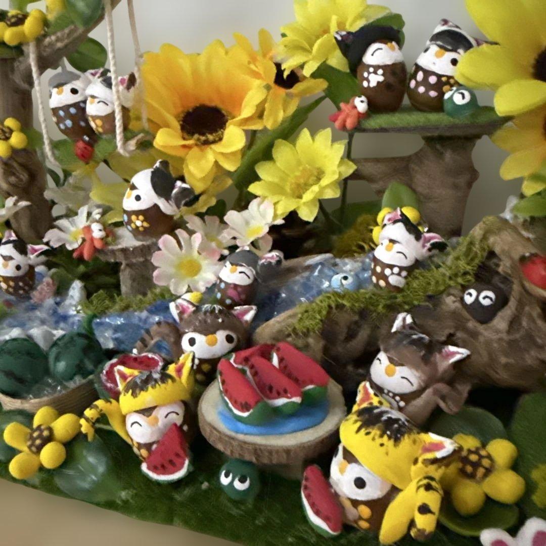 どんぐりアート♡猫帽子ひまわりBIGオブジェ♡