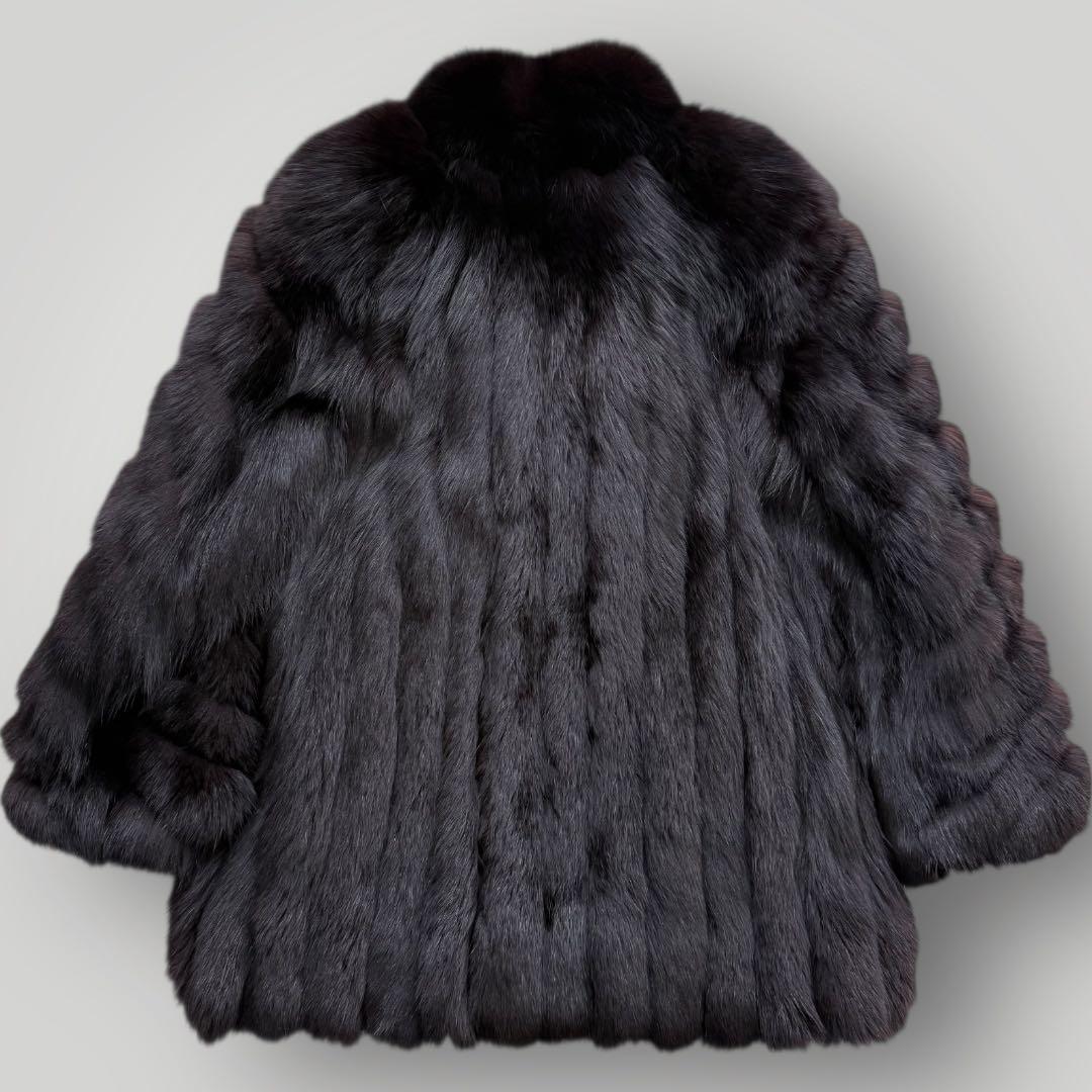 本毛皮☆カラーフォックス 染め ファーコート ボリューム◎ ふかふか◎ 13号