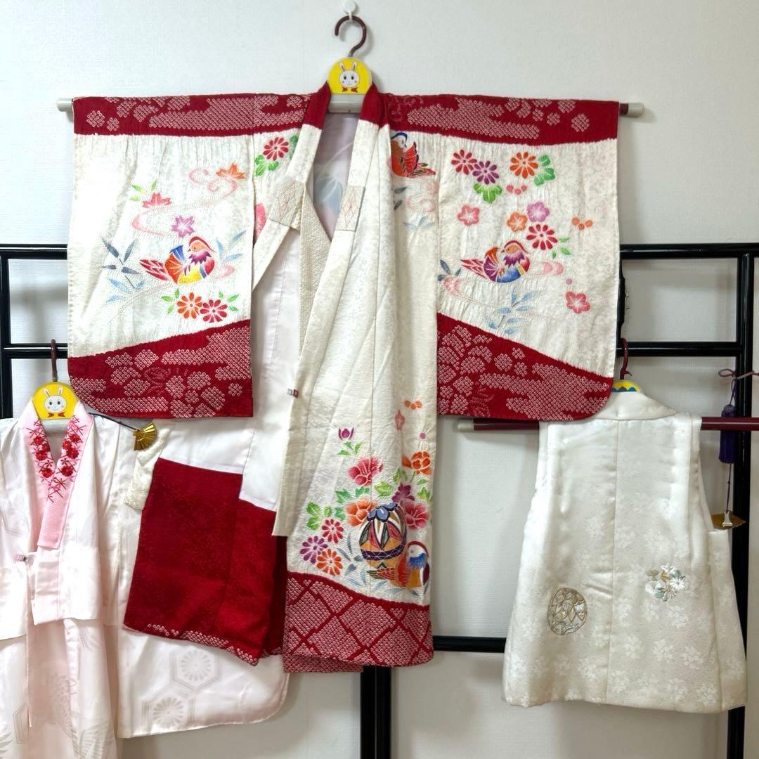 むぅーNo.98 七五三　3歳　　正絹被布フルセット　　本絞り