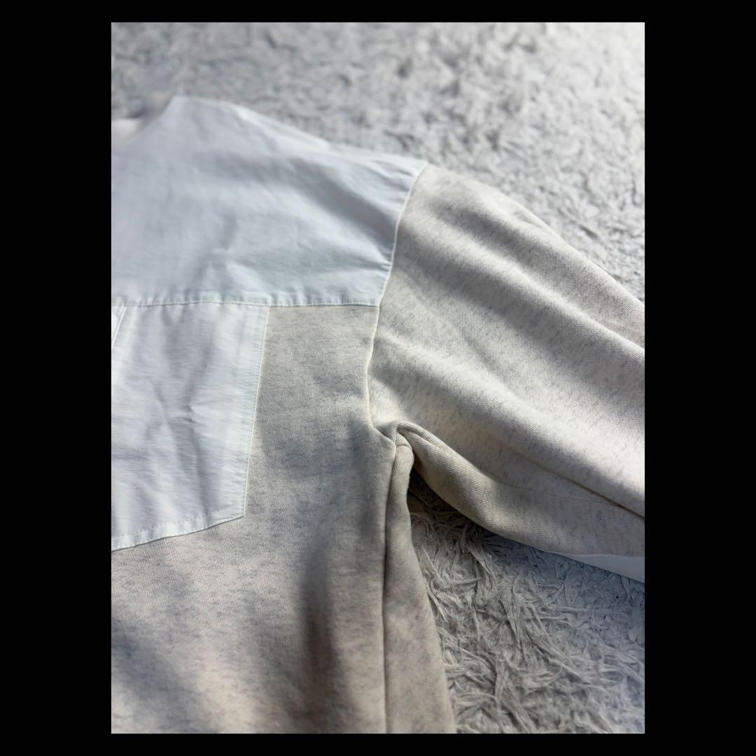 美品 ナゴンスタンス バックウォームコンビプルオーバー 切替 白 レイヤード