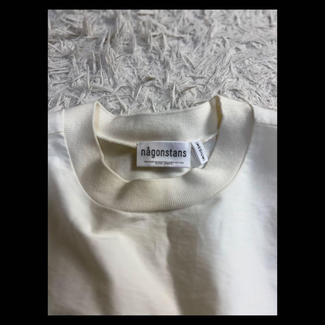 美品 ナゴンスタンス バックウォームコンビプルオーバー 切替 白 レイヤード