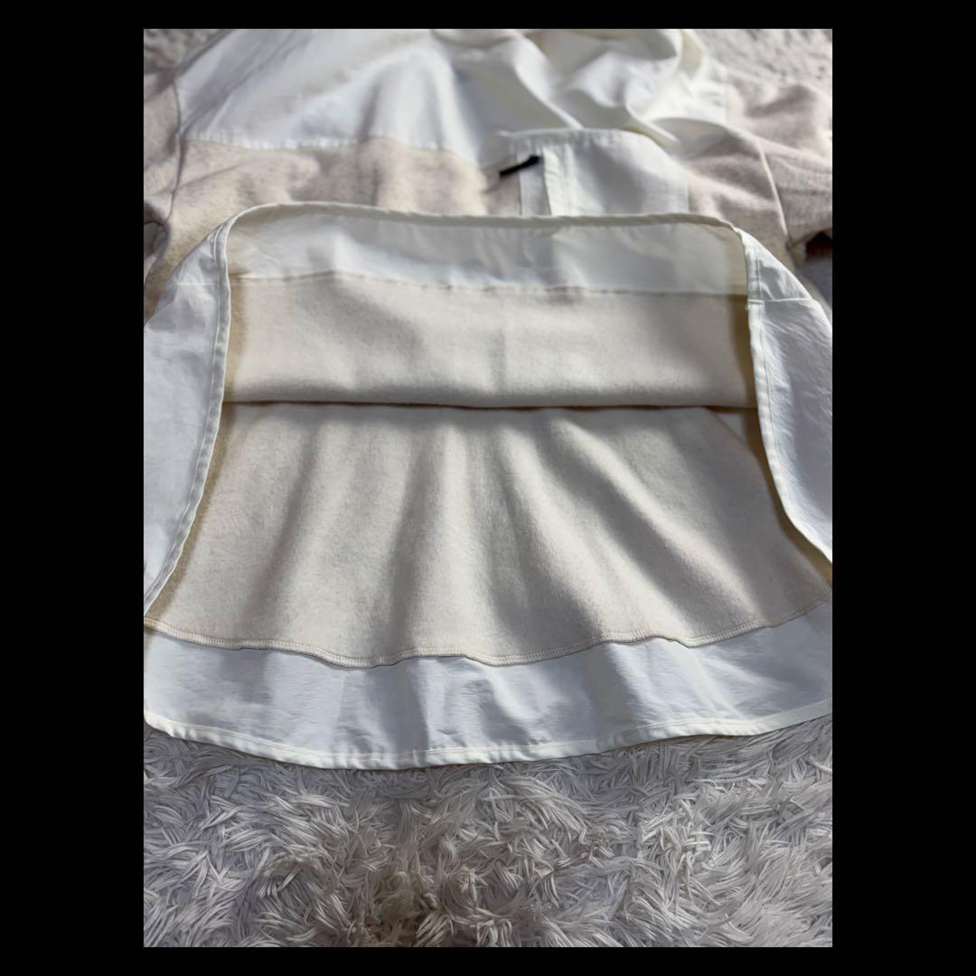 美品 ナゴンスタンス バックウォームコンビプルオーバー 切替 白 レイヤード